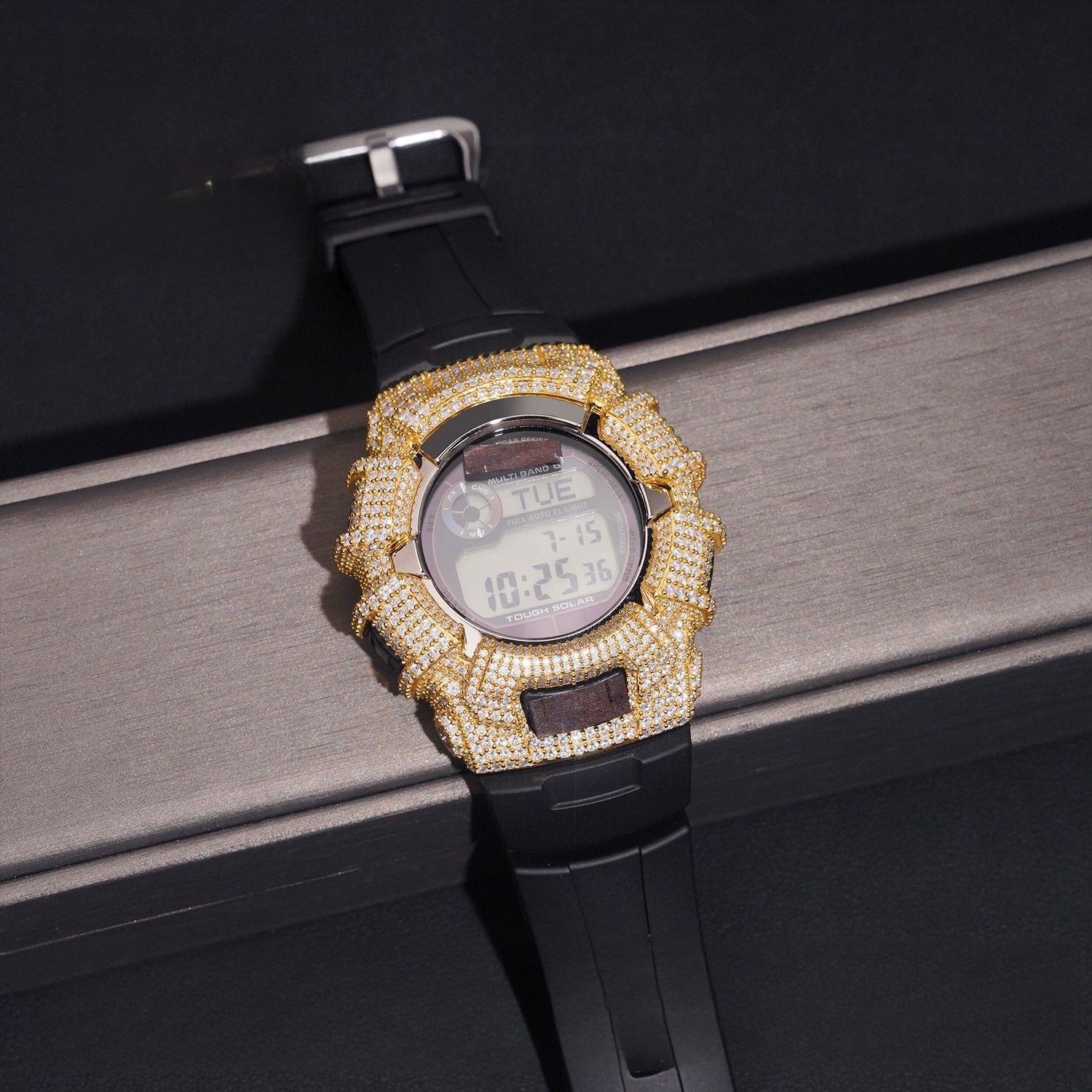 Moissanite Watch Case — Full Pave for G-Shock G-2310R, 925 Silver